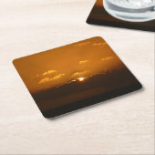 Sun Behind Clouds I Orange Sunset Foto Rechteckiger Pappuntersetzer (angewinkelt)