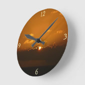 Sun Behind Clouds I Orange Sunset Foto Runde Wanduhr (Winkel)
