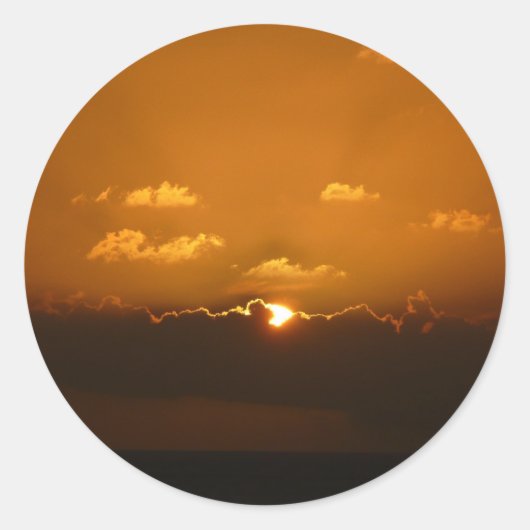 Sun Behind Clouds I Orange Sunset Foto Runder Aufkleber (Vorderseite)