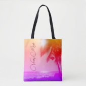 Sun beleuchtet Palm Tree Ozean Rainbow Pastel Vaca Tasche (Vorderseite)