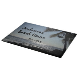 Sun beleuchtete Palm Tree Ocean Familienname Schneidebrett
