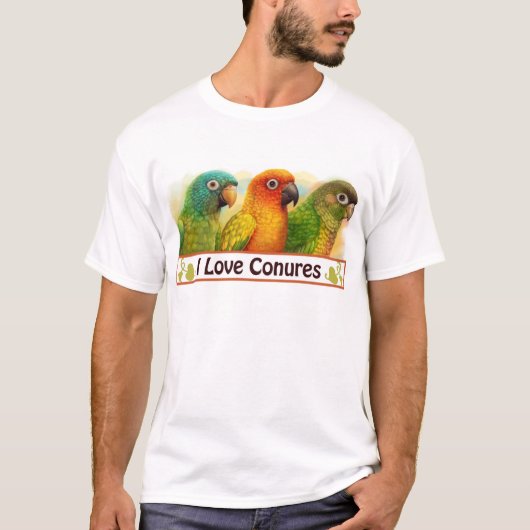 Sun blau-krönte grüne-cheeked conures T-Shirt (Vorderseite)
