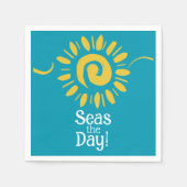 Sun Blue Yellow White Beach Sea Day Cocktail Serviette (Vorderseite)