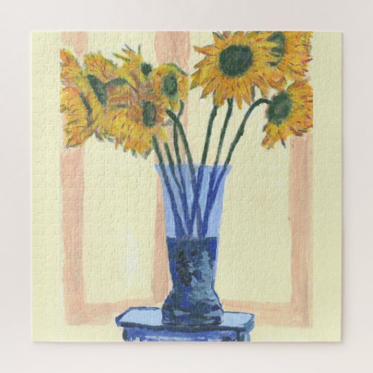 Sun-Blume in Blauer Vase Puzzle (Vertikal)