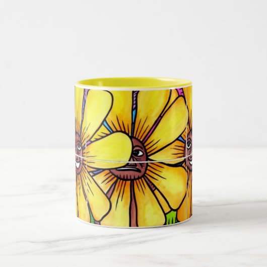 Sun-Blume und Freund-Tasse 1 Zweifarbige Tasse (Mittel)