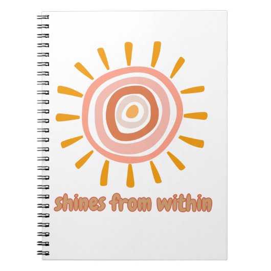Sun Boho Art: "Shine from within" quote for self-e Notizblock (Vorderseite)