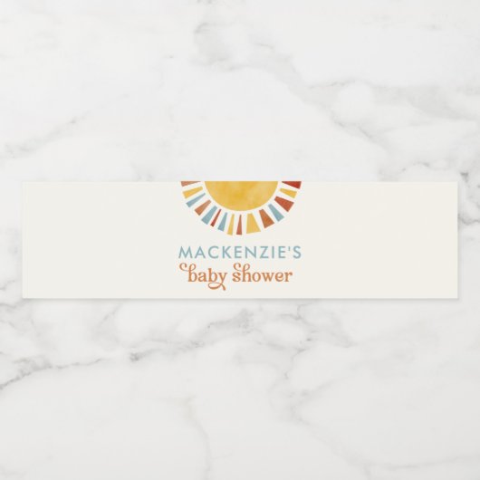 Sun Boho Baby Dusche Wasser Flasche Etikett (Einzelnes Label)