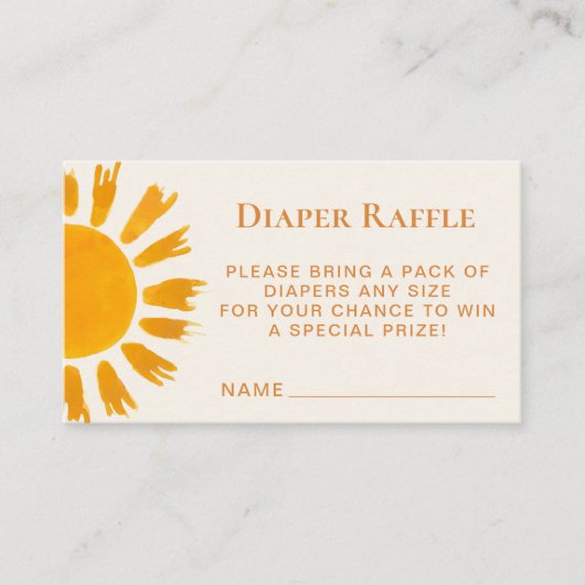 Sun Boho Diaper Raffle Baby Dusche Begleitkarte (Vorderseite)