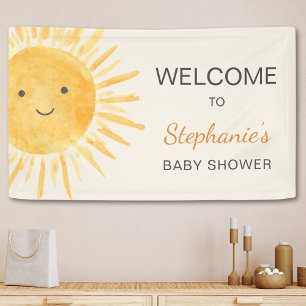 Sun Boho Gender-Neutral Baby Dusche Willkommen Banner