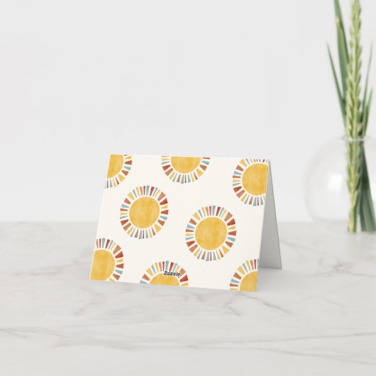 Sun Boho Retro Dankeschön Karte (Rückseite)
