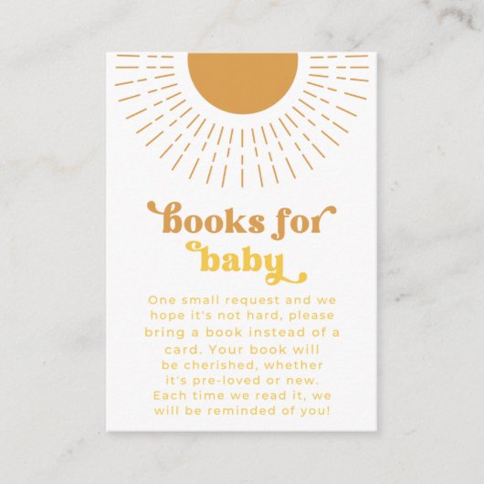 Sun-Bücher für Babybettkarte | Sun Books Card Begleitkarte (Vorderseite)