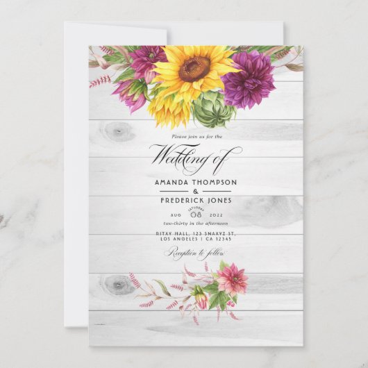 Sun & Burgund QR Code UAWG Rustikale Hochzeit Einladung (Vorderseite)