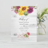 Sun & Burgund QR Code UAWG Rustikale Hochzeit Einladung (Stehend Vorderseite)