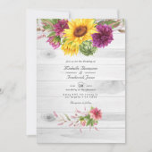 Sun & Burgundy Plum Floral Rustikaler QR Code Hoch Einladung (Vorderseite)