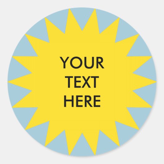 Sun Burst-Form mit benutzerdefiniertem Text Runder Aufkleber (Vorderseite)