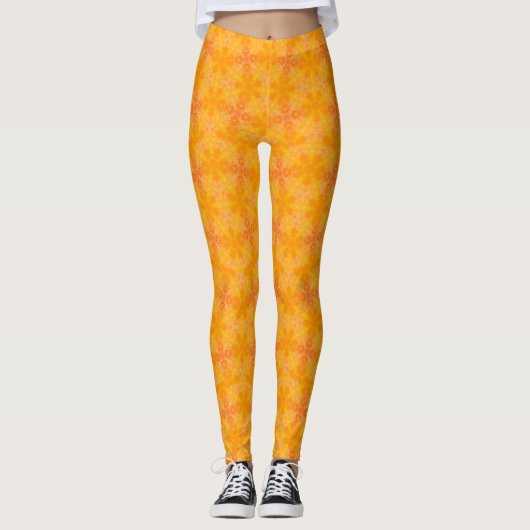 Sun Burst Solar Bloom Geometric Nahtloses Muster Leggings (Vorderseite)