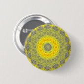 Sun Burst Yellow Abstrakt Mandala Button (Vorne & Hinten)