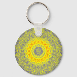 Sun Burst Yellow Abstrakt Mandala Schlüsselanhänge Schlüsselanhänger