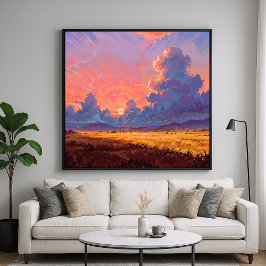 Sun Cast - farbenfroher Landschaftsstil Poster