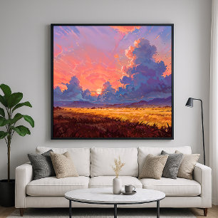 Sun Cast - farbenfroher Landschaftsstil Poster