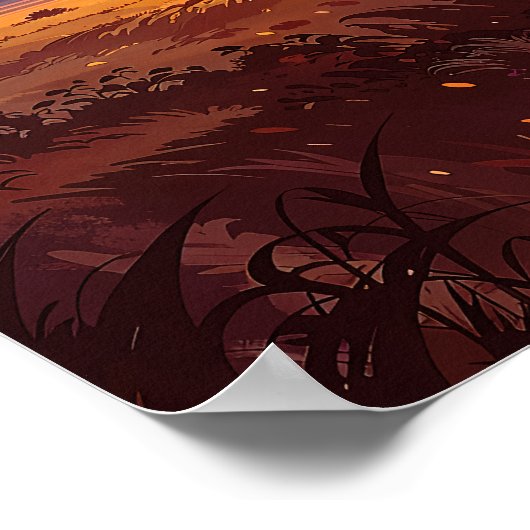 Sun Cast - farbenfroher Landschaftsstil Poster (Ecke)