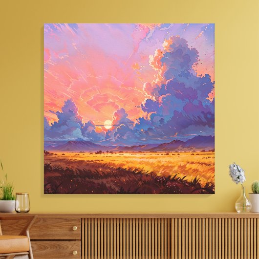 Sun Cast - Painterly Landscape Style Leinwanddruck (Insitu (Wohnzimmer))