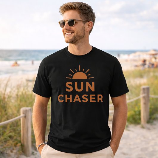 Sun Chaser Bold Sunset Typography Graphic T-Shirt