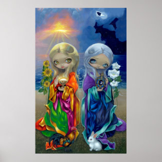 Sun Child and Moon Child ART PRINT Märchengöttin Poster