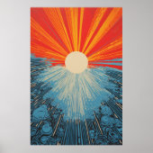 Sun Closeup Water Mosaic - Linocut Print Poster (Vorne)