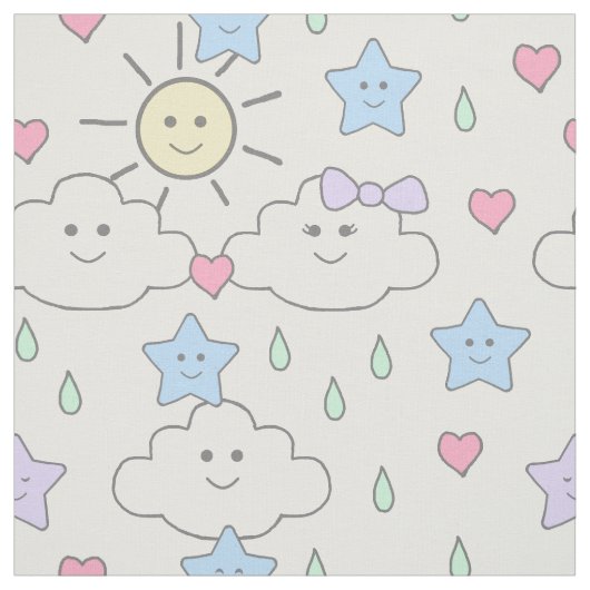 Sun Clouds Star Raindrops Stoff (Muster)