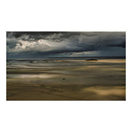 Sun cloudy Beach Farbe Frankreich Mont-Saint-Miche Fotodruck