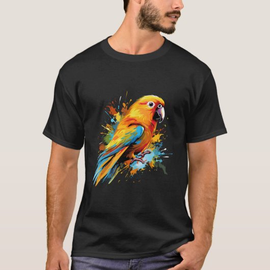 Sun Concorde Parrot Lover Farbenfrohe Splash Kunst T-Shirt (Vorderseite)