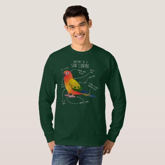 Sun Conure Anatomy Funny Niedlich Pet Parrot Bird T-Shirt (Vorne ganz)