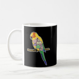 Sun Conure Parrot Anatomie eines Sonnenschutzes Kaffeetasse