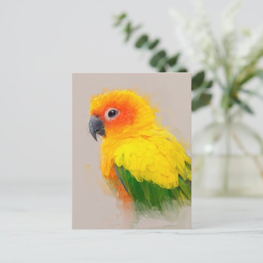 Sun Conure Portrait 001 Postkarte (Stehend Vorderseite)