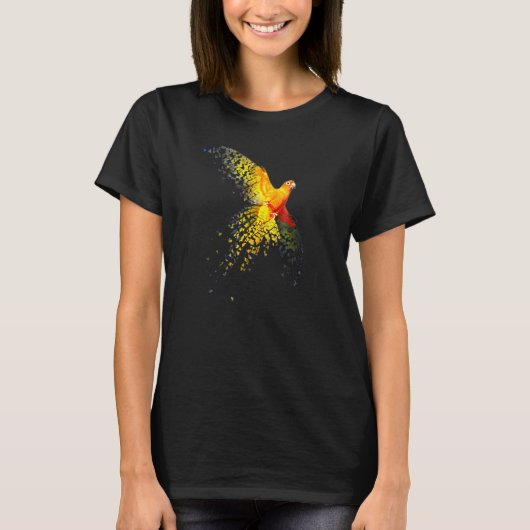 Sun Conure Schönes, disperses Flying Design T-Shirt (Vorderseite)