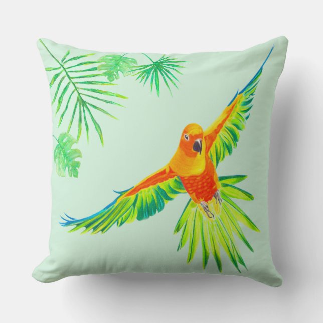 Sun Conure Throw Pillow Kissen (Vorderseite)