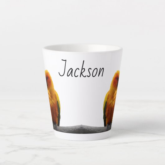 Sun Conure Wildlife Art Personalisiert Name Tier Milchtasse (Vorderseite)