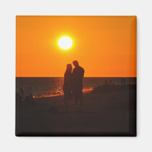 Sun Couple Silhouette Liebe Sanibel Sunset Magnet