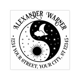 Sun Crescent Moon Stars Yin Yang Name Ret Adresse Permastempel