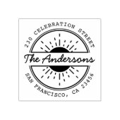 Sun & Custom Familienname Runde Rücksendeadresse Gummistempel (Prägung)