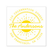 Sun & Custom Familienname Runde Rücksendeadresse Permastempel (Design)