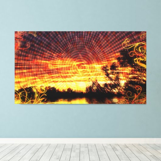 Sun Deco Sunset Fantasy Art Wrapped Canvas Leinwanddruck (Insitu (Holzboden))