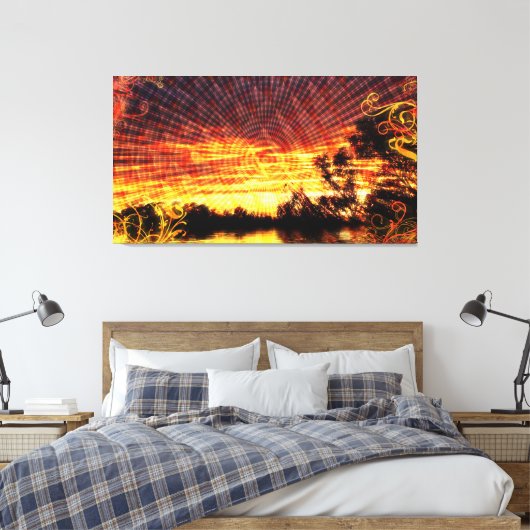 Sun Deco Sunset Fantasy Art Wrapped Canvas Leinwanddruck (Insitu (Schlafzimmer))