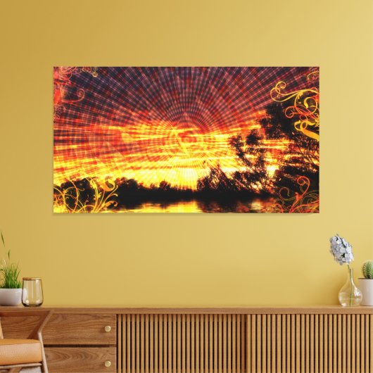 Sun Deco Sunset Fantasy Art Wrapped Canvas Leinwanddruck (Insitu (Wohnzimmer))