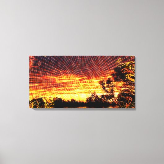 Sun Deco Sunset Fantasy Art Wrapped Canvas Leinwanddruck (Vorderseite)