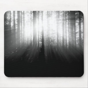 Sun, der durch Bäume im Wald scheint Mousepad