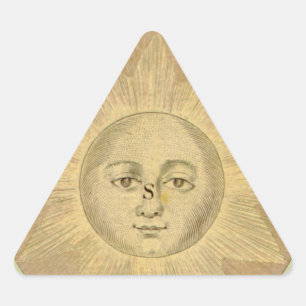 Sun Detail aus antiker Bowles Karte, ca. 1780 Dreieckiger Aufkleber