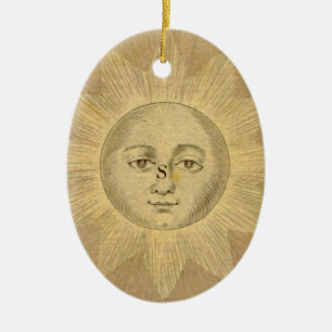 Sun Detail aus antiker Bowles Karte, ca. 1780 Keramik Ornament