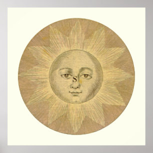 Sun Detail aus antiker Bowles Karte, ca. 1780 Poster